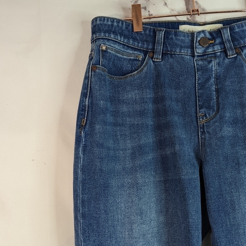 Soft Surroundings Ultimate Denim Straight High Rise Pull On Jeans Light Wash Med - Picture 2 of 7